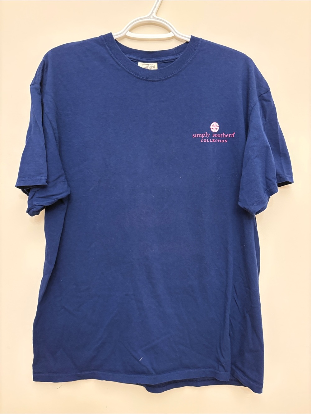 Simply Southern Navy Short Sleeve Tee with Flamingo Size L